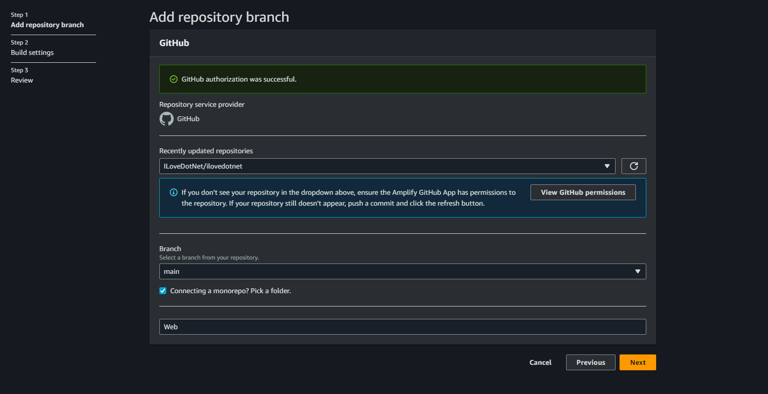 add repository branch